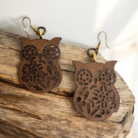 Owl earrings. Super light. Bohemian. Hippie style. 70’s style Vintage feel - Picture 5 of 11